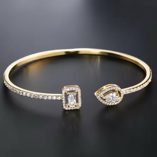 Bracelet Jonc Ouvert Cristaux - Élégance Raffinée